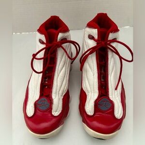 Kids Red and White High-Top Basketball Shoes